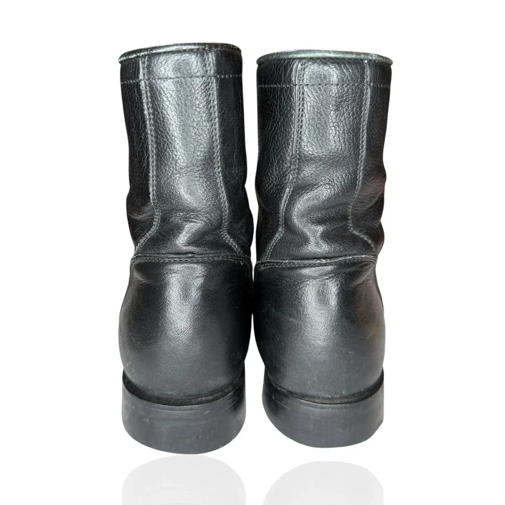 Vintage Justin‎ Black Leather Roper Boots Mens 5D Lace-Up Western Logger